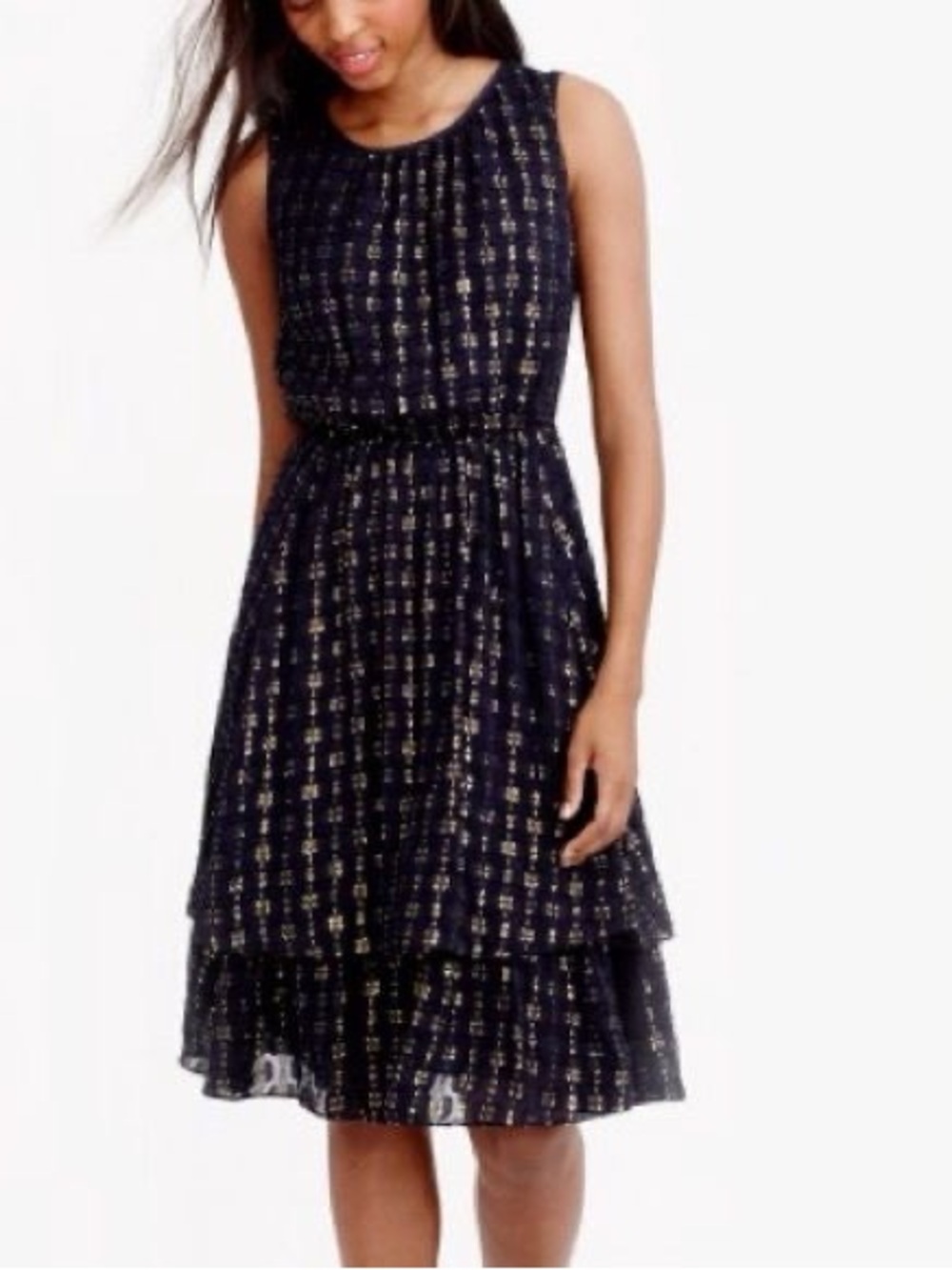 J. Crew Dress Size 8 Blue Gold Sparkle